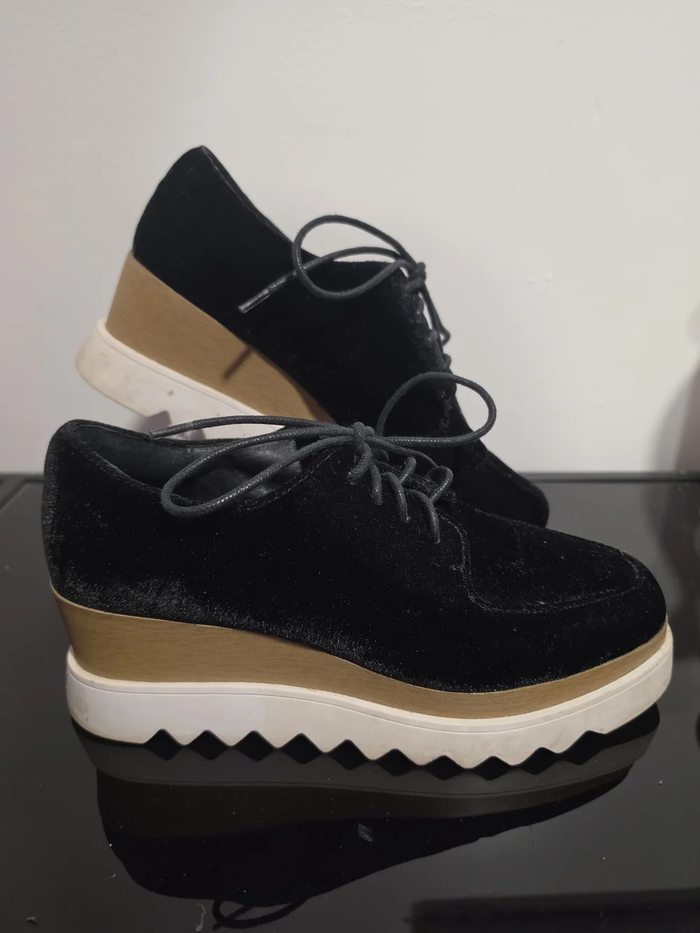 Sol Sana Megan Platform Wedge Women's Velvet Lace Up Oxfords Size 8 1/2